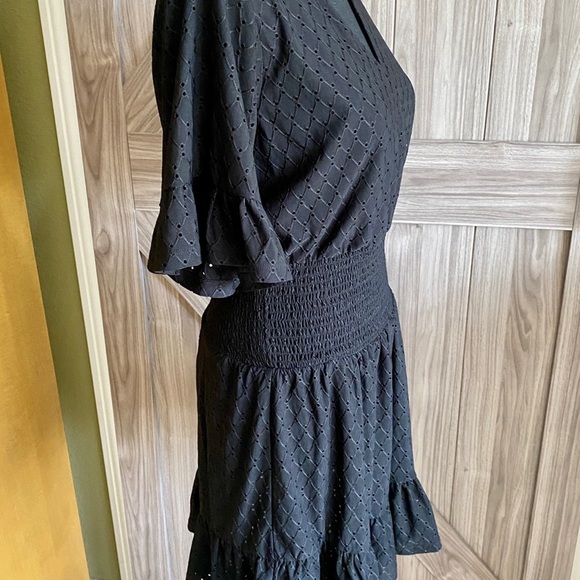 Michael Kors women's smocked eyelit fit and flare mini dress - Picture 4 of 8